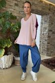 Made in Italy Juno Two Tone Knit Blush & Damson